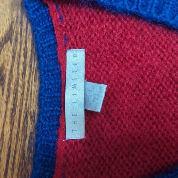 Vtg mohair blend oversized colorblock fuschia pink patterned argyle sweater  M/L - Picture 3 of 9